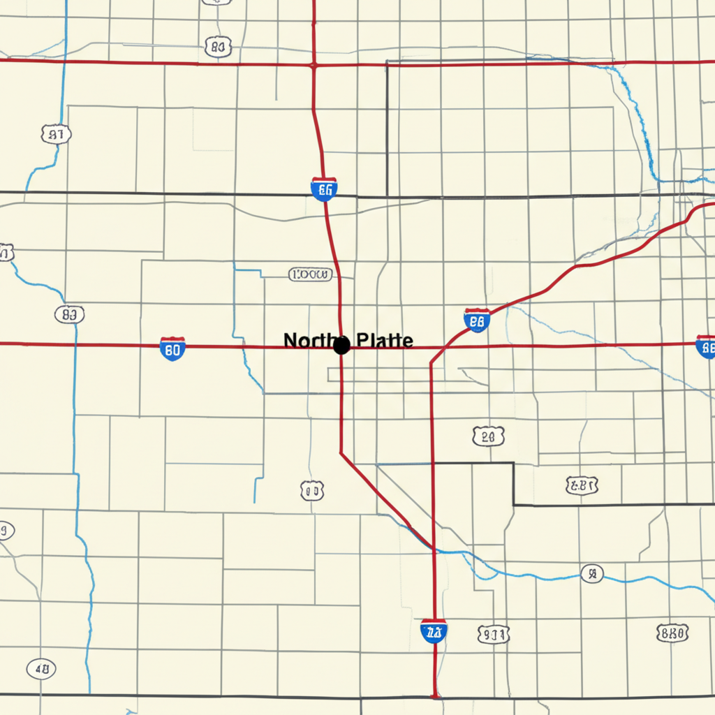 Map of North Platte, Nebraska service area showing I-80 and Highway 83